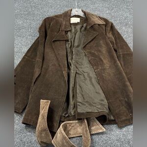 Vintage Margaret Godfrey Suede/Leather Coat with Tie